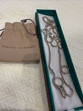 David Yurman Sterling Cable Station Necklace - Silver